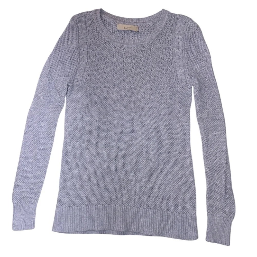 LOFT Long-Sleeve Pullover Sweater Cable Knit Crew neck Light lavander Size Med
